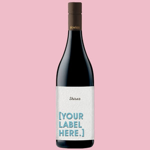 A bottle of Fowles Wine Shiraz with a FowlesDIY customised wine label