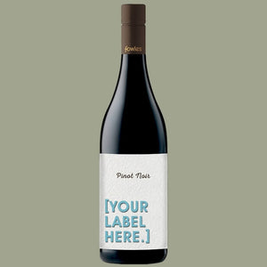 A bottle of Fowles Wine Pinot Noir with a FowlesDIY customised wine label