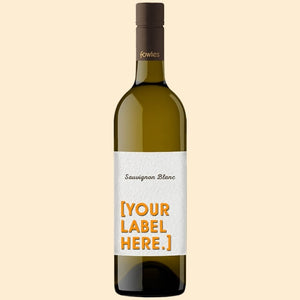 A bottle of Fowles Wine Sauvignon Blanc with a FowlesDIY customised wine label